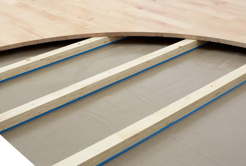 Junckers Blubat is a sports floor solution for flat subfloors with varying system thicknesses